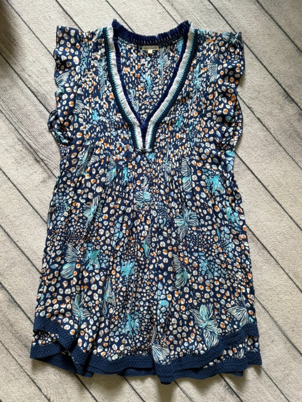 Poupette St. Barth Women's Sasha Mini, Sz S, Navy, Blue, White, Excellent Condit